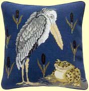 Frogs & Stork Cushion / Picture